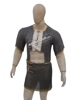 6 mm Flat Riveted with Solid Ring Chainmail Half Body Shirt & Skirt Combo